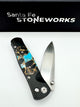 Tesoro VG-10 Button Lock – Turquoise, Obsidian & Bronze with Black Cerakote