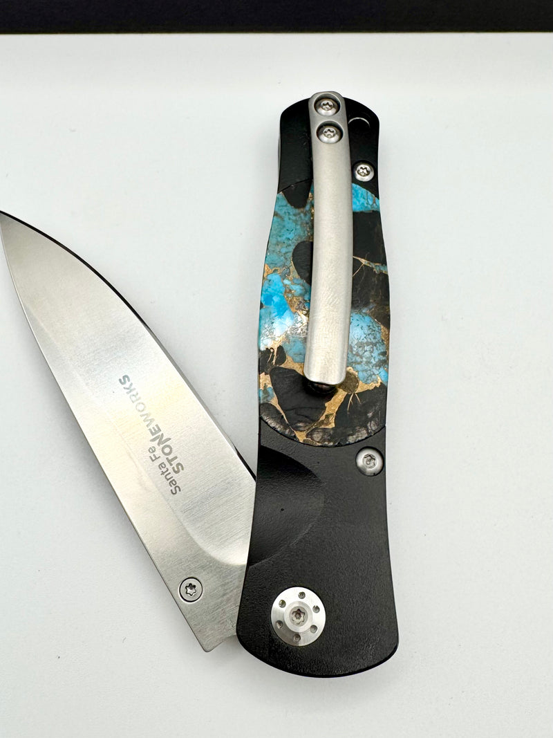 Tesoro VG-10 Button Lock – Turquoise, Obsidian & Bronze with Black Cerakote