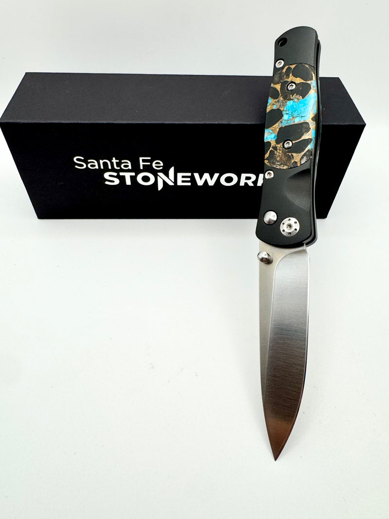 Tesoro VG-10 Button Lock – Turquoise, Obsidian & Bronze with Black Cerakote