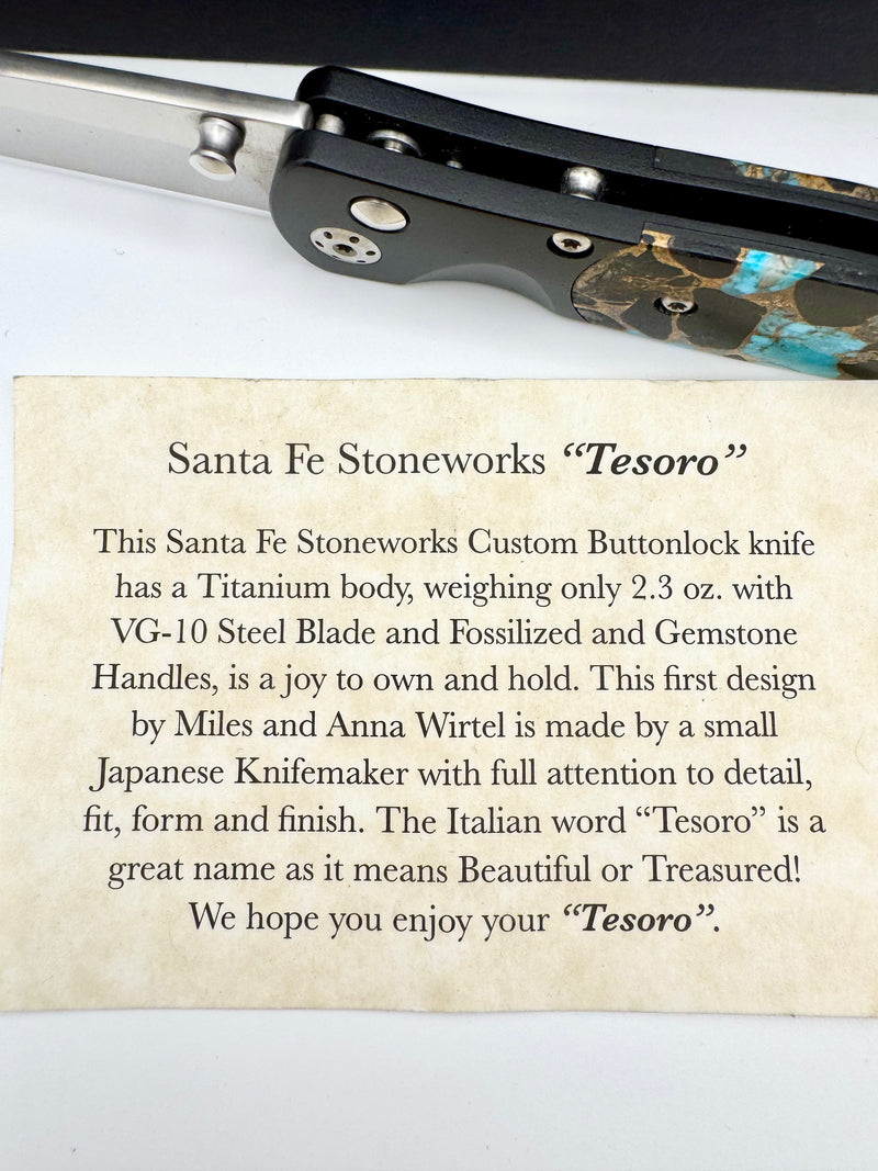 Tesoro VG-10 Button Lock – Turquoise, Obsidian & Bronze with Black Cerakote
