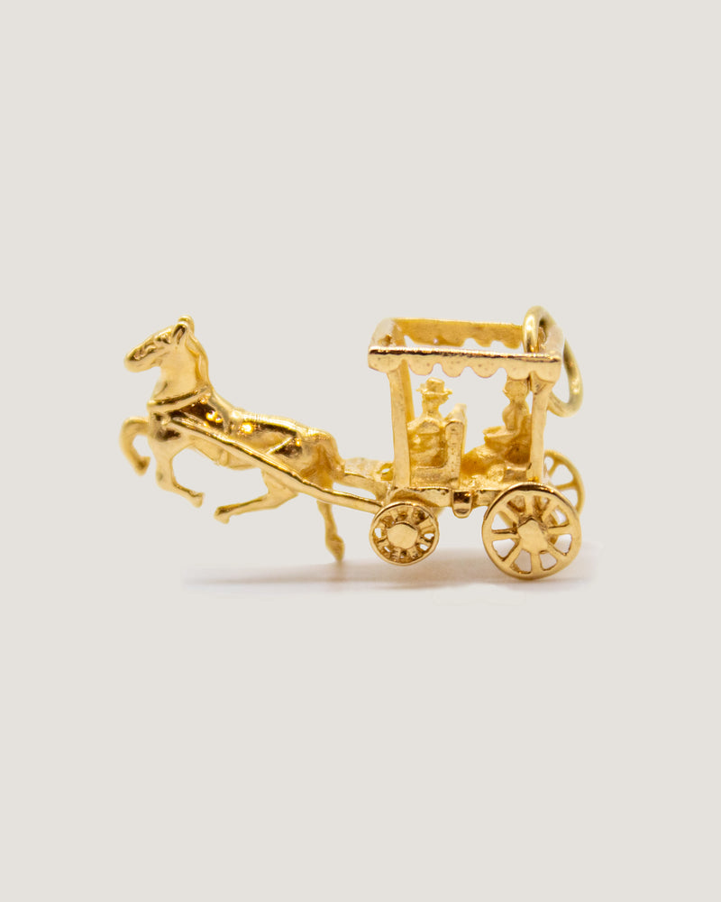 Gold Charm: Horse & Carriage