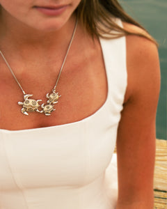 Turtle Necklace with Mother and Baby Turtles