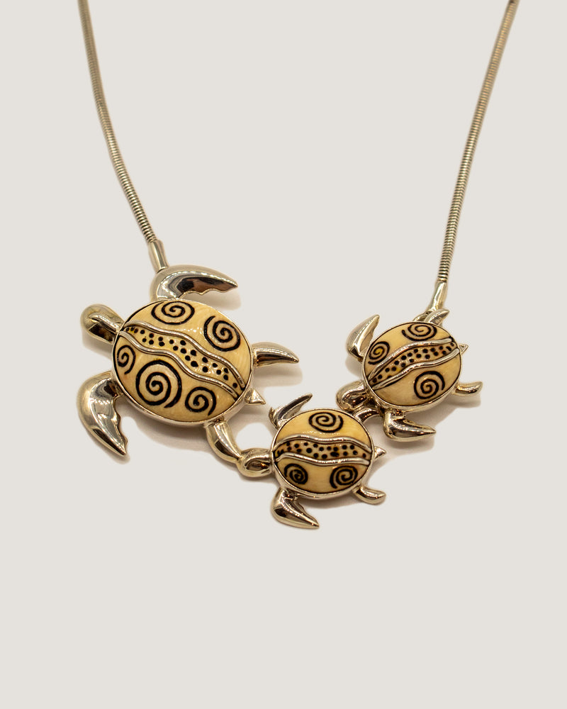 Turtle Necklace with Mother and Baby Turtles