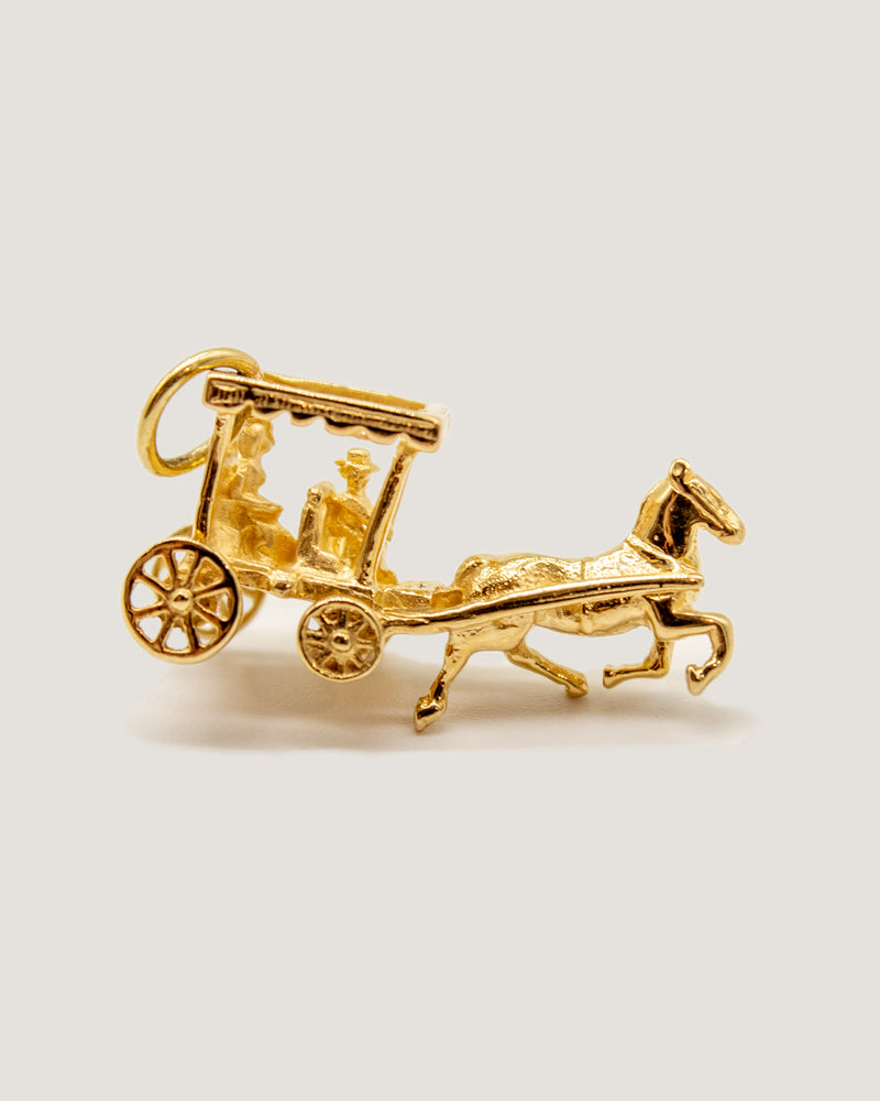 Gold Charm: Horse & Carriage