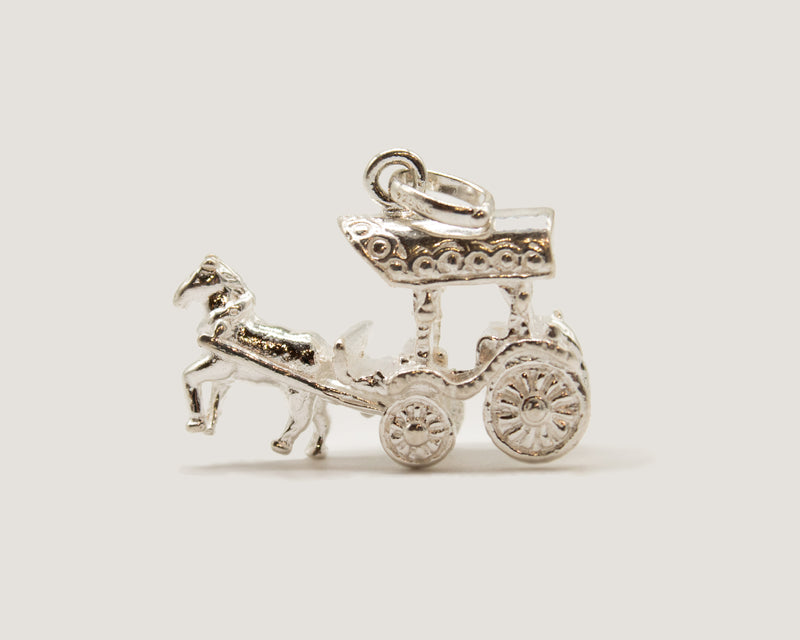 Sterling Silver Charm: Horse and Carriage Pendant