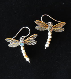 Fossilized Ivory: Dragonfly Earrings