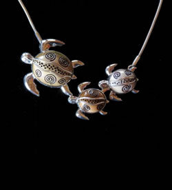 Turtle Necklace with Mother and Baby Turtles