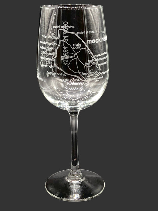 Mackinac Island Map Wine Glass