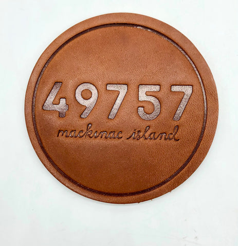 Mackinac Island 49757 Custom Leather Coaster