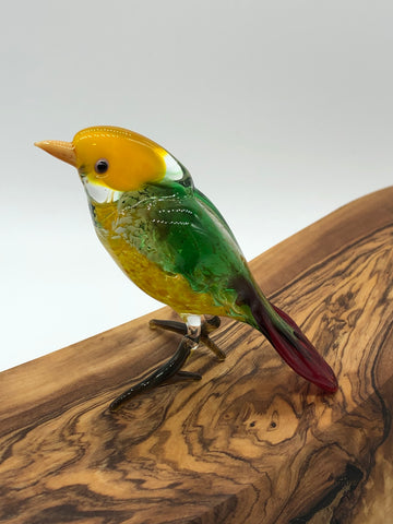 Green Finch Lampwork Figurine