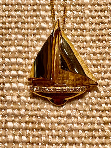 14k Gold 12pt Diamond Sailboat Pendant