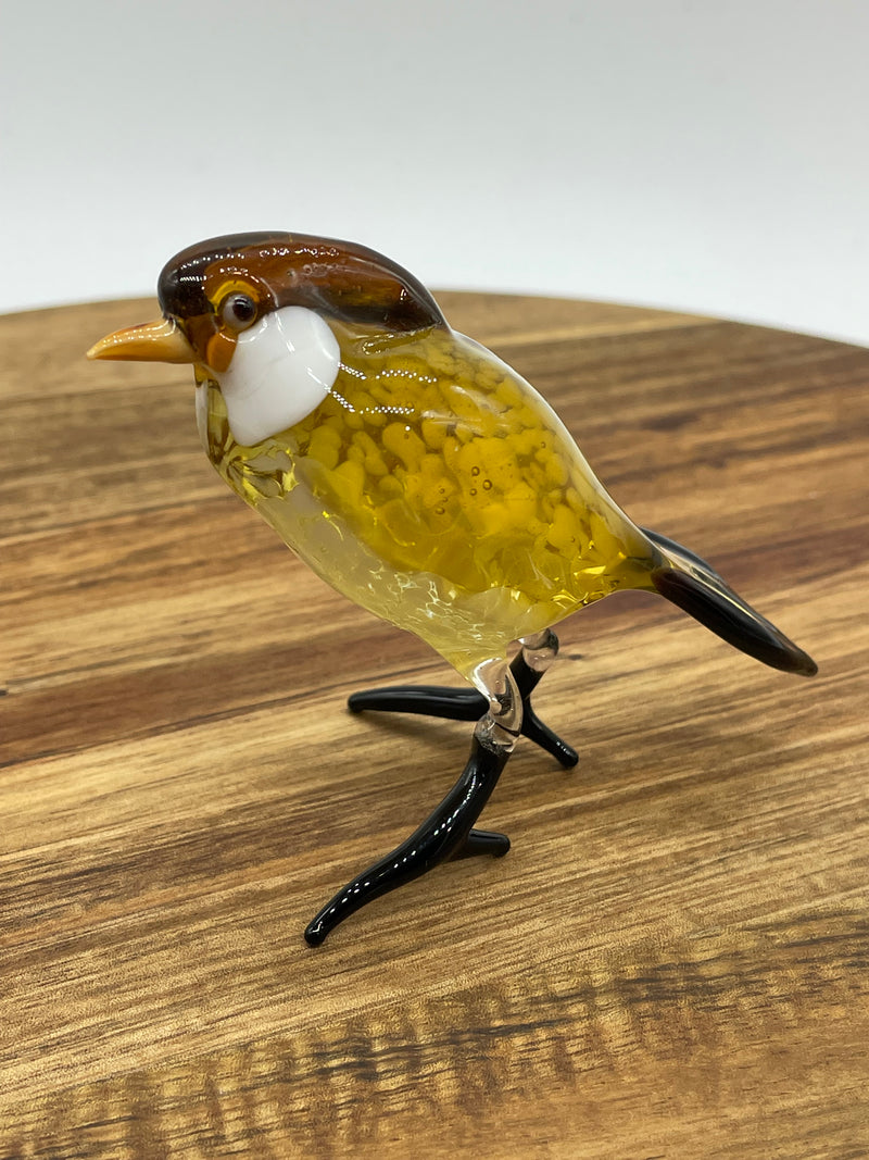Handmade, lamp worked glass Wren