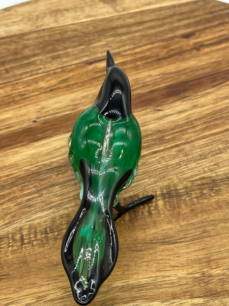 Handmade, lamp worked glass Magpie.