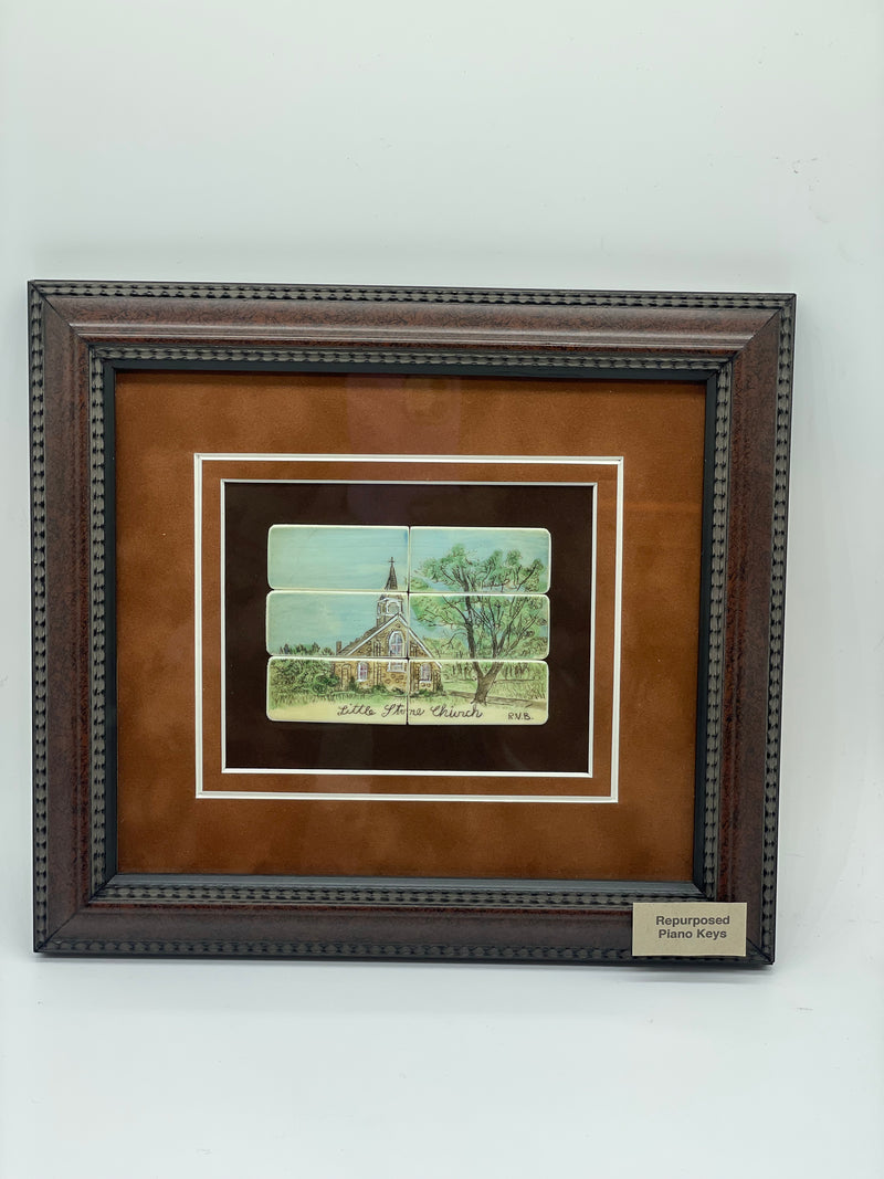 Little Stone Church Repurposed Piano Key Art