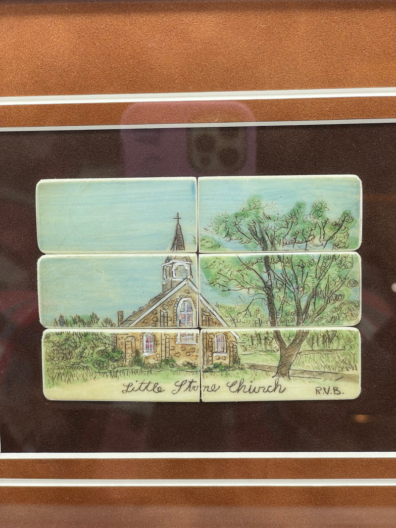 Little Stone Church Repurposed Piano Key Art