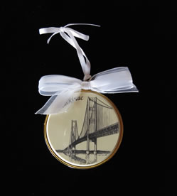 Scrimshaw Ornament - Mackinac Bridge